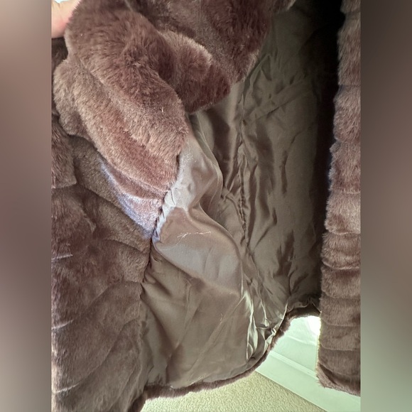 NWT Fashion Nova Vivienne Faux Fur Trench Maxi Coat Chocolate Brown Luxe - Picture 12 of 17